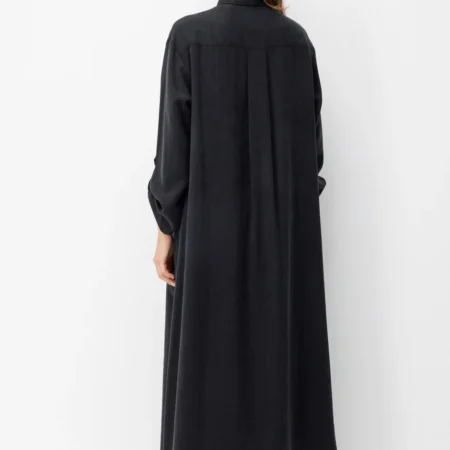 MİCCA Premium Doğal Akıcı Kumaş Bsc Maxi Tunik Elbise-SİYAH